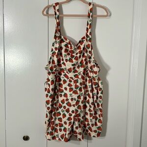 Cider Strawberry Print Jumpsuit - Cream and Red